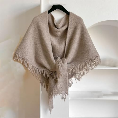 Women's Neck Wrap Wool Blended Tassel Triangular Shawl Female Thickened With Knitted Warm Shoulder Shawl2