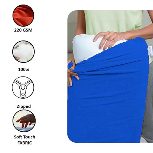 Image of The Maximus Waterproof & Dustproof Terry Cotton Pillow Protector Standard Size, Set of 2, Royal Blue (18 inch x28 inch)