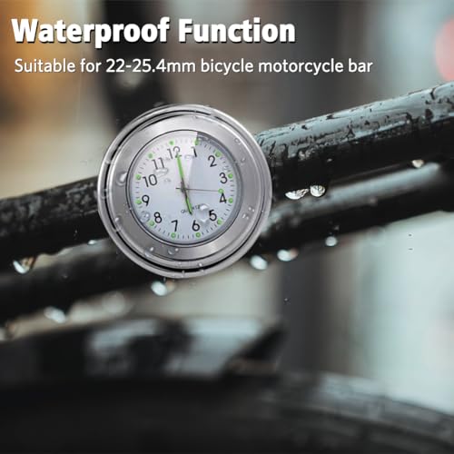 Tulov 2 Stück Uhr und Thermometer für Motorradlenker, 22 mm-25,4 mm(7/8 Zoll- 1 Zoll) Lenker, Wasserdichter Uhr für Motorradlenker, Motorrad-LenkerhalterungUhr für die meisten Motorräder