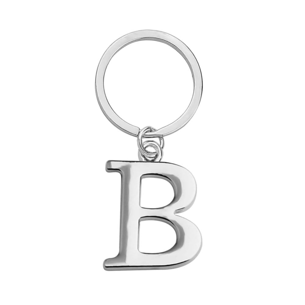 Rohans Keyring Letter - Initial Alphabet Key Ring Charm Silver and Gold (Silver, B)