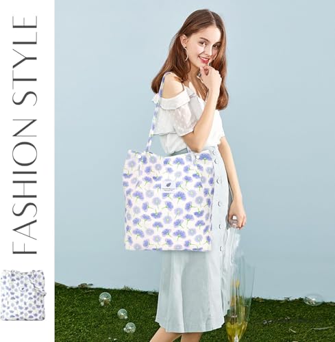 Image of Kawn Corduroy Tote Bag Aesthetic Cute Canvas Tote Bags for Women Washable Shoulder Bag with Inner Pocket for Go-to Everyday Bag for Work Beach Travel and Shopping Grocery