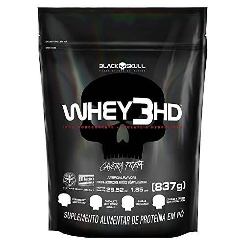 Refil Whey 3 Hd Baunilha 837G, Black Skull