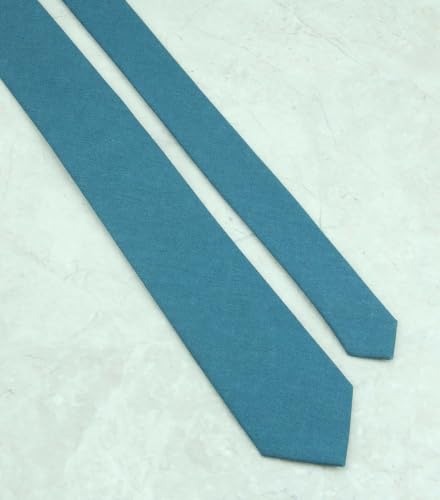 Image of Mens Linen Tie Set - Solid Necktie with Pocket Square for Men Wedding