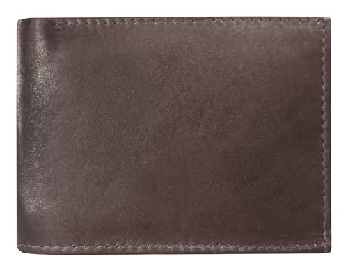 Cowhide Men's Bifold Leather Wallet With Double Center Flap And 2 ID Windows
