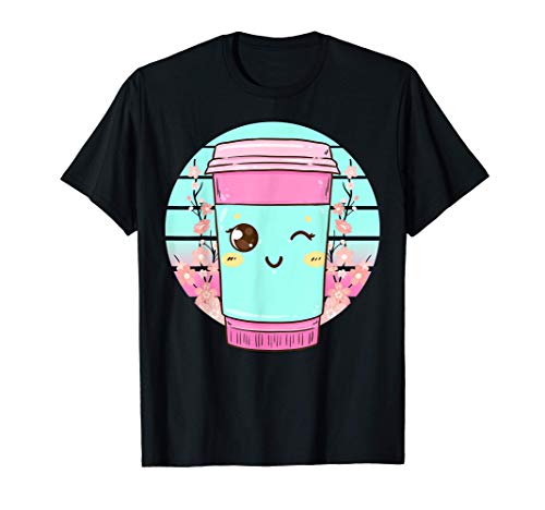 Kawaii Coffee Cup Funny Anime Caffeine Japanese Camiseta