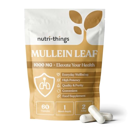 Mullein Leaf Extract Capsules 10000mg Equivalent Per Serving| Vegan Lung Cleanse & Respiratory Support | Clears Mucus & Congestion | Soothes Throat | Lung Health & Detox for Smokers | 60 Capsules