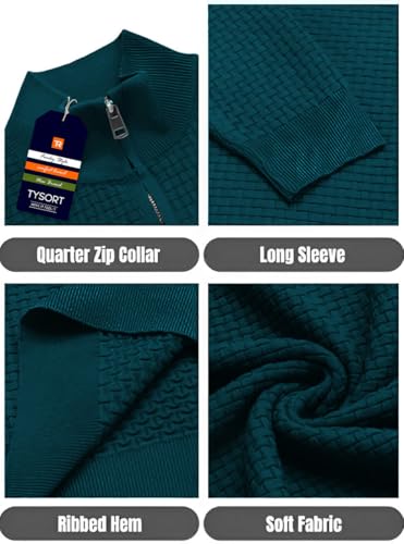 Image of TYSORT Men High Neck Zipper Full Sleeve Waffle Knitted Winter Sweater,Waffle Knit Sweater for Men