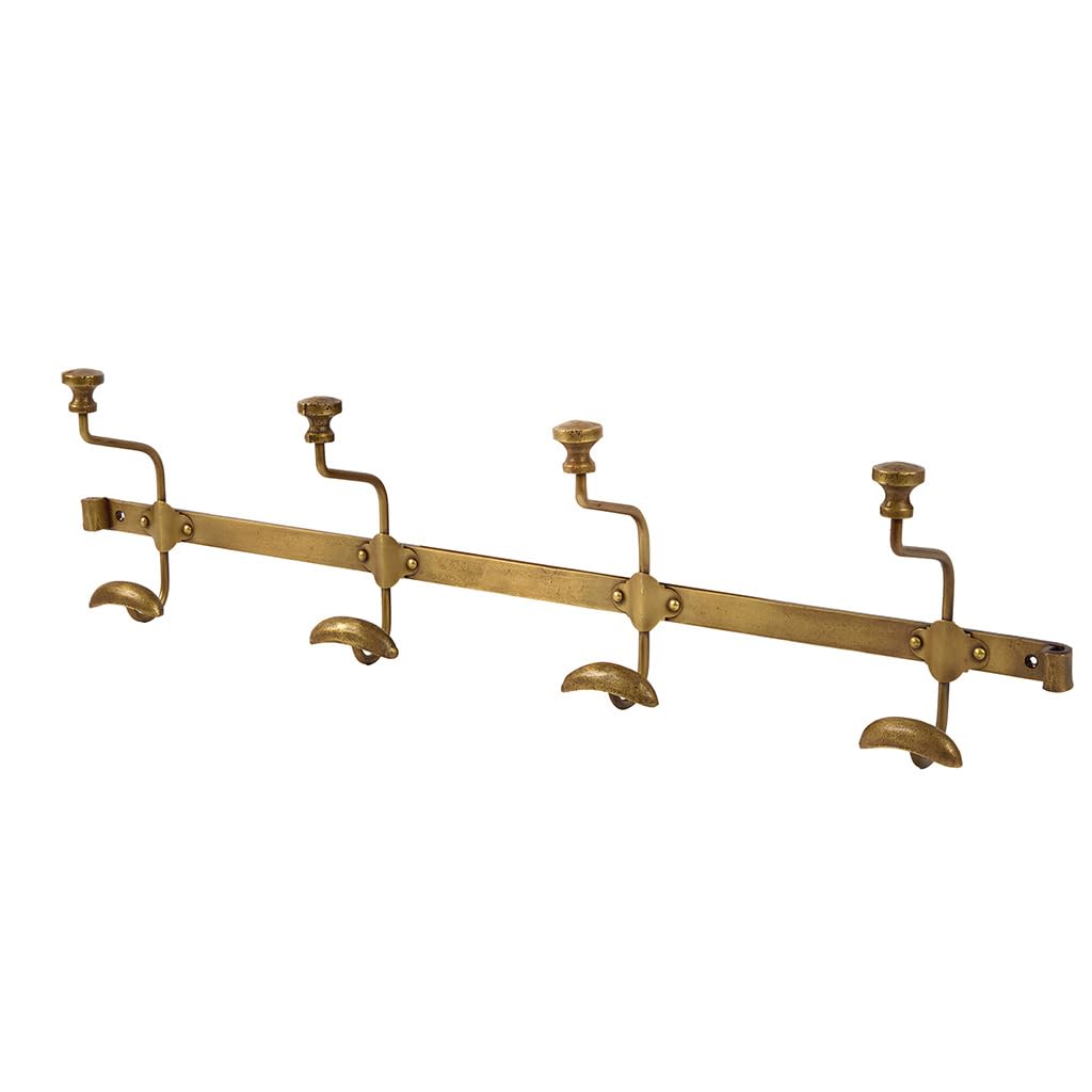Brass Coat Hooks Wall Mounted Coat Rack Door Hooks Storage Pegs (Large)