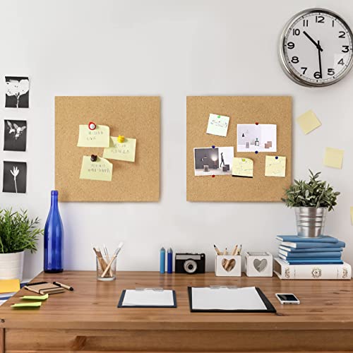 Ntreasy 4Pcs Cork Board, 12"X12" - 1/2" Cork Board For Wall Thick Square Bulletin Boards Cork Tiles, Wall Bulletin Boards With 30 Push Pin Wood Clips For School, Home & Office #TOP4