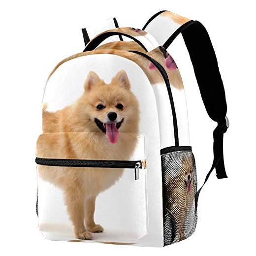 Mochila Niña Pomerania Amarilla Mochila Escolar Impresión Linda Mochila de Viaje para Adolescentes Niña 29.4x20x40cm