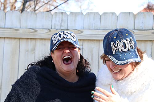 Popfizzy Bling Hat for Women, Rhinestone Baseball Cap, Bedazzled Distressed Denim Hats, Birthday Gifts for Women, Adjustable