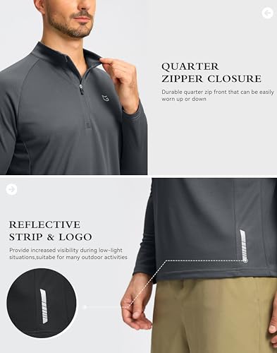 Image of G Gradual Men's Quarter Zip Pullover Running Athletic Shirts Long Sleeve | Lightweight, Quick Dry, Moisture Wicking, Sun Protection, 1 /4 Zip Golf Pullover for Men Workout, Gym, Hiking, Casual
