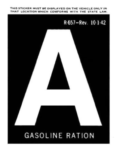 1942 A-Ration Sticker Reproduction Window Cling Decal