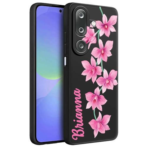 Image of Fashionury Back Cover Case for Samsung Galaxy M36 5G / Samsung Galaxy F36 5G | Matte Soft Silicon Flexible | Camera Bump Protection | Name with Floral Pattern | Get Your Name on Mobile Cover (Black)