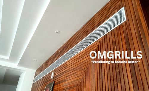 Image of Premium Central air Conditioning Grille- Linear Bar Grilles - Aluminium Powder Coated Grill, Ventilation Grill, Home Grill, ac Jali, Grill for Wall, Sidewall and Ceiling (18 inch * 8 inch)