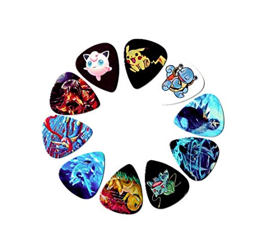 Pokiemun Guitar Picks (10 medium picks in a packet) - Includes Pika'chu and many other cute characters