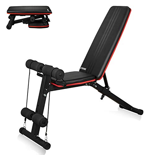 U’King Adjustable Weight Bench - Utility Weight Bench for Full Body Workout- Foldable Flat/Incline/Decline Perfect for Bench Press, Sit-ups, Leg Lifts, Full Body Fitness(Black)