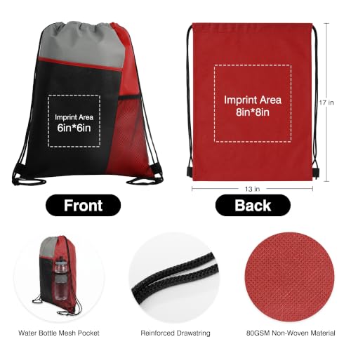 Image of Custom Non-Woven Drawstring Backpacks Bags Bulk with Logo Text, 100 /200 Pack Personalized Tote Bag Promotional Business Items for Events Brand Wedding Party Anniversary Birthday Sport Gym Gift