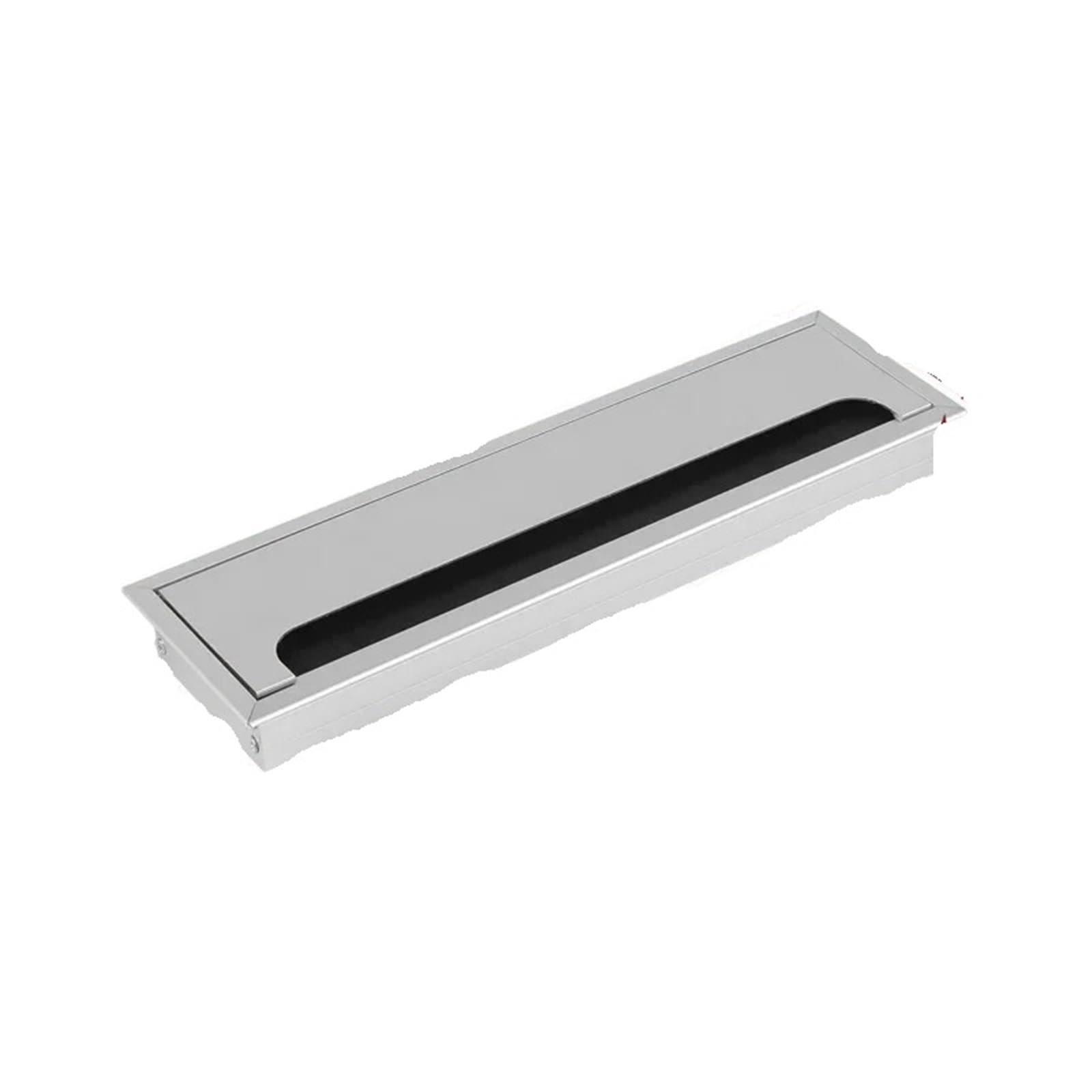 Ghhzml Silver 80X280mm Cable Hole Cover 1Pcs Desk Cable Hole Cover Black Aluminum Alloy Box With Bristle Brush Computer Desktop Rectangular(Silver 80X280mm)