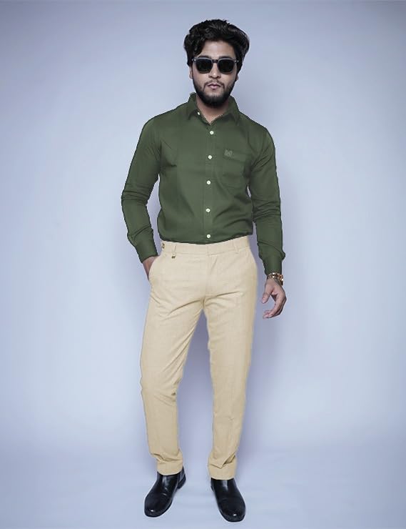 Image of Men's Slim Fit 100% Cotton Solid Full Sleeve Shirt | Premium Casual & Formal Wear for Men