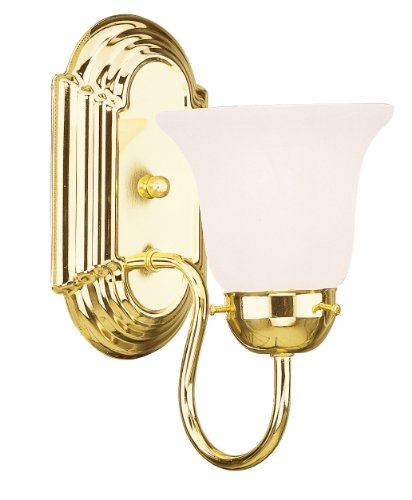 Image of Livex Lighting 1071-02 Riviera 1-Light Bath Light, Polished Brass , White, 5 x 8 x 11 | Dimensions: 5 x 8 x 11