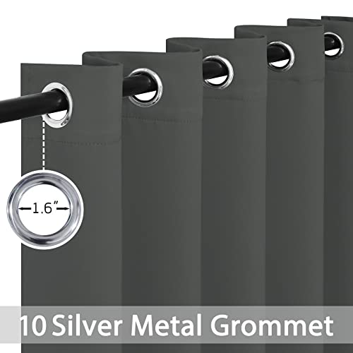 Yakamok Blackout Curtains Room Darkening Thermal Insulated Window Panels,Solid Grommet Top Drapes for Bedroom/Living Room(62Wx96L, Dark Grey, 2 Panels)