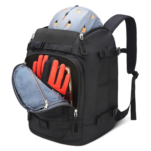 YITGOG Skischuhtasche mit Helmfach 50L 1680D Nylon Skirucksack Skischuhrucksack mit Helmtasche Skitasche Siksack für Skistiefel Schlittschuhe Snowboard Inline-Skates