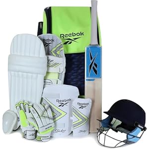 Reebok Cricket Kit – 8-Piece Complete Set with Bat, Pads, Gloves, Helmet & Bag | Sealed Sports Equipment Bundle |