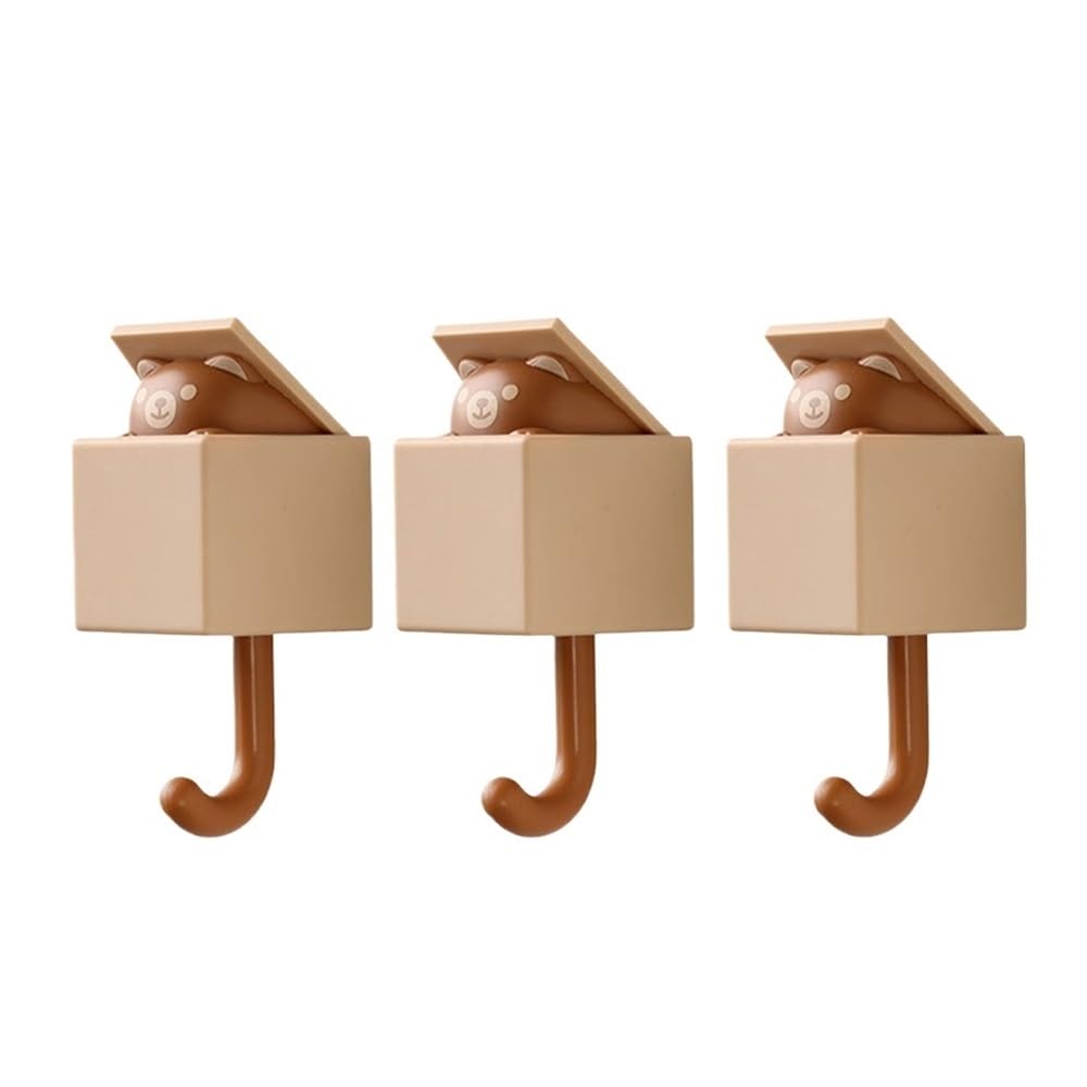 Dazhua Brown-5Pcs 5Pcs Cute Cartoon Cat Self-Adhesive Wall Hooks - No Drill Animal Shaped Hanger For Home, Key, Towel And Hat Organizer(Brown-5Pcs)