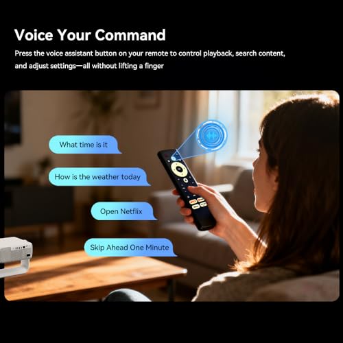 Image of AUN Power Plus Projector, Dolby Atmos, 100% Certified Net - Flix, Prime, 18000 Lumens, Fully Sealed, Voice Remote, HDR10+ Projector 4k Ultra HD, Fully Automatic,1080p Native, Dual HDMI-ARC, Hotstar