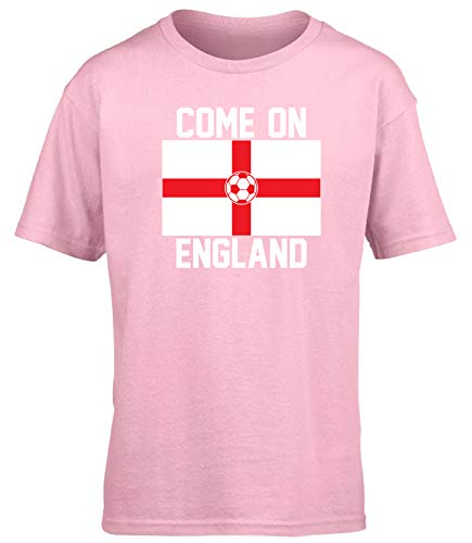 Hippowarehouse Come on England Football Flag Kids Childrens Short Sleeve t-Shirt Pink