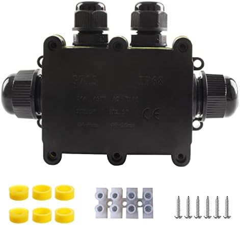 Waterproof IP68 Junction Box, Outdoor Electrical Connector Box with Terminal External Sleeve Coupler, 4-Way Plug Wire External Electrical Junction Box, Cable Connector Range for 4-15mm(1pcs)