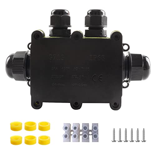 Waterproof Ip68 Junction Box, Outdoor Electrical Connector Box With Terminal External Sleeve Coupler, 4-Way Plug Wire External Electrical Junction Box, Cable Connector Range For 4-15Mm(1Pcs) #TOP3