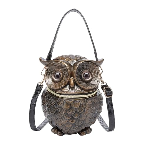 DAFFGUI Women Unique Owl PU Evening Bag Vintage Top Handle Zipper Clutch Purse for Party Gala Birthd