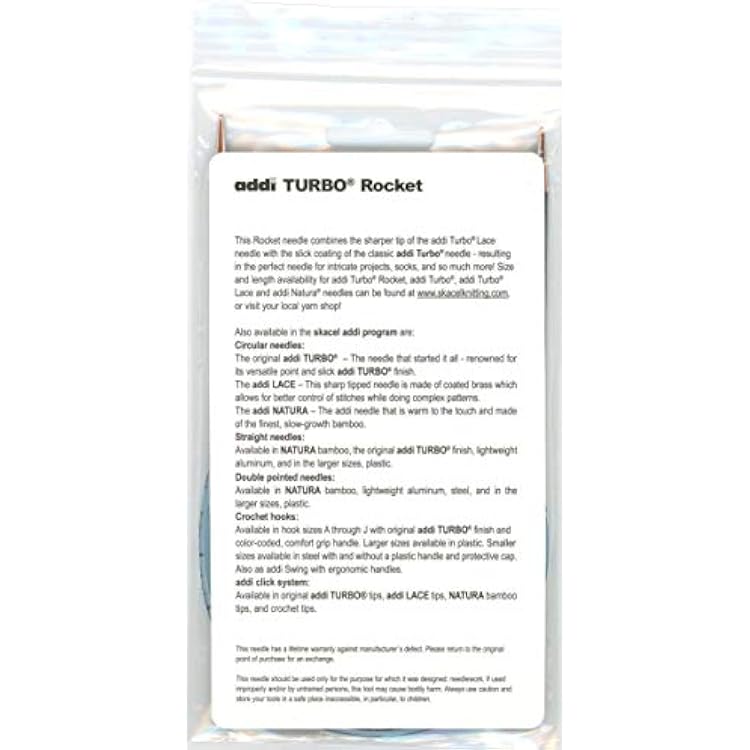 addi Circular Turbo Rocket Lace Skacel Blue Cord 40 inch (100cm) Size US 2 (3.0mm)