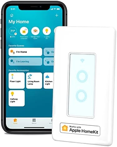 Smart Light Switch Supports Apple HomeKit, Siri, 2.4Ghz Wi-Fi Light Switch Works with Alexa, Google Assistant, Neutral Wire Required Wall Touch Switch, Remote Control, Schedule, Single Pole (2Gang)