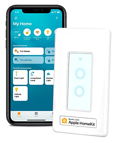 Smart Light Switch Supports Apple Homekit, Siri, 2.4Ghz Wi-Fi Light Switch Works With Alexa, Google Assistant, Neutral Wire Required Wall Touch Switch, Remote Control, Schedule, Single Pole (2Gang) #TOP11