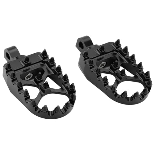 Repose-pieds noirs à pointes dorées au design custom épuré pour moto Harley Davidson.
