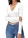 iGENJUN Women Long Sleeve V Neck Shirts for Women Business Casual Work Top Knit Slim Fit for Fall,White,M