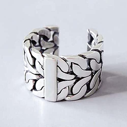 HCMA Bague en Argent à chaîne Large en Argent 925 Vintage pour Les Cadeaux de Bijoux de fête de Mode pour Femmes