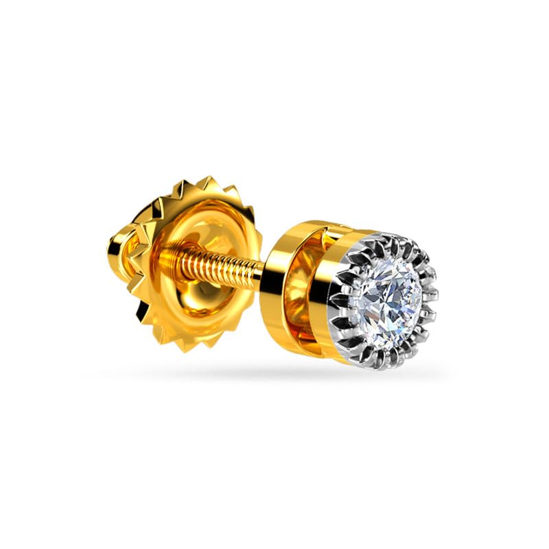 JEWELS 14KT|18KT BIS Hallmark Pure Gold and Diamond Stud Earrings For Women with Screw Back clouser
