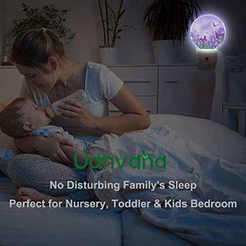 Image of Flower Butterflies Night Light Purple Spring Crocuses Flowers Garden Butterfly LED Dusk to Dawn Plug-in Nightlight Auto Sensor for Bedroom Bathroom Hallway Living Room