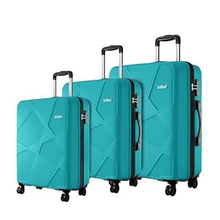 Safari Pentagon Pro 8 Wheels Set of 3 (Cabin + Medium + Large) Trolley Bags, Hard Case Polypropylene, 360º Wheeling Luggage, Suitcase for Travel, Cyan, Spinner Wheels