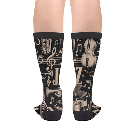 YISHOW Jazz Music Socks Men's Women's Novelty Funny Saxophone Socks