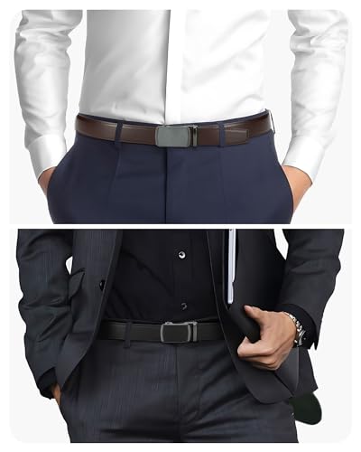 Image of CHAOREN Mens Belt Leather Ratchet Belt 2 Pack - Customizable Fit, Effortless Style (35mm)