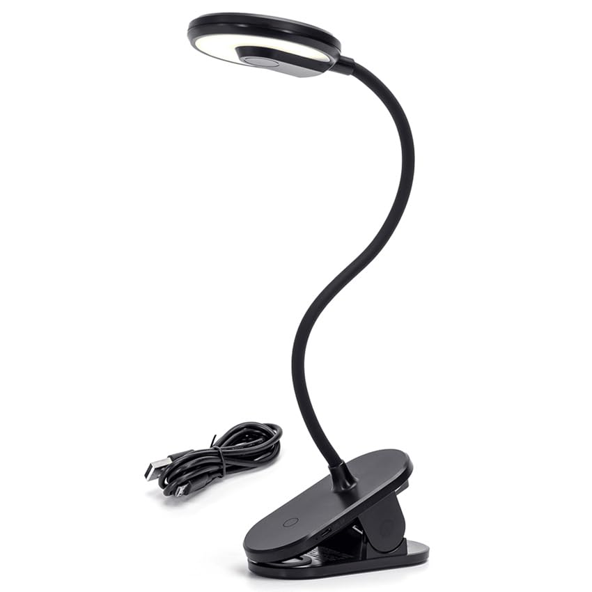 WatioWave Lámpara LED recargable de clip 3W 4000K - Ideal para lectura, escritorio y espacios reducidos.
