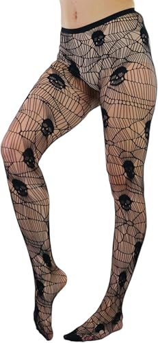Image of ToBeInStyle Women's Skull Crossbones Skeleton Pirate Symbol Hosiery Tights & Thigh High Stockings