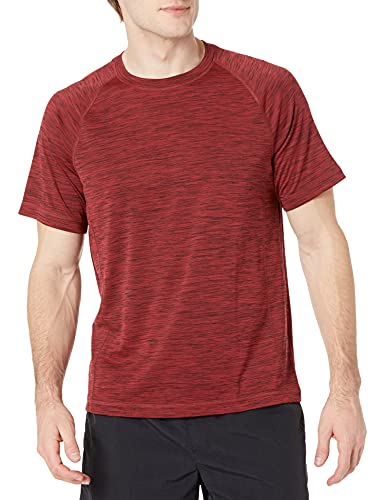 Amazon Essentials Maglietta da Nuoto UPF 50 Aderente A Maniche Corte e Ad Asciugatura Rapida Uomo, Rosso Puntinato, XS