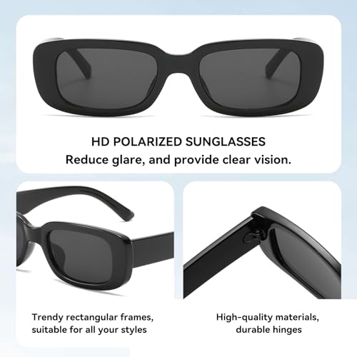 Dollger Rectangle Sunglasses for Women Men Trendy Retro Fashion Sunglasses UV 400 Protection Square Fram - Image 4