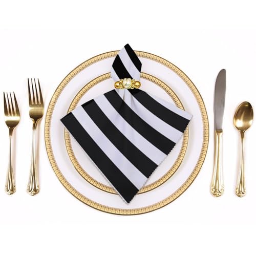Servilletas de Tela a Rayas Blanco y Negro 4 pcs miniatura 3